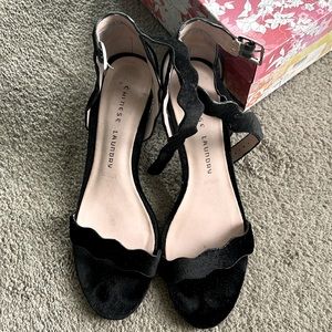Chinese Laundry Black Heels Velvet size 8.